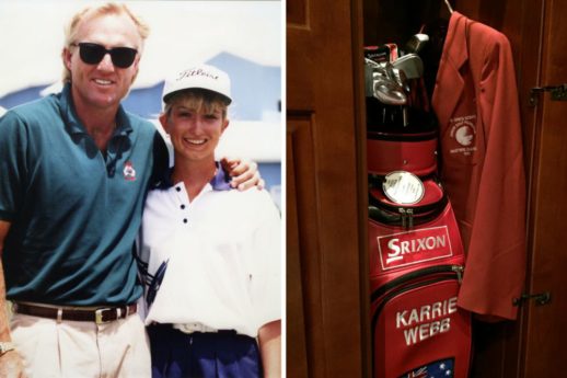 Karrie Webb idolized Greg Norman growing up and finally had a chance to meet him at the Greg Norman Junior Masters tournament in 1991. Photograph courtesy of Karrie Webb