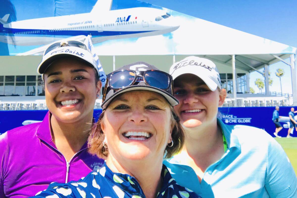 Aneka Seumanutafa, Gail Graham, and Macy Fox at the ANA Junior Inspiration