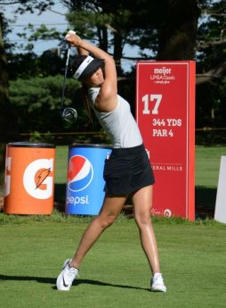 Michelle Wie tees off at the 2018 Meijer LPGA Classic | Photo - Ben Harpring for WomensGolf.com