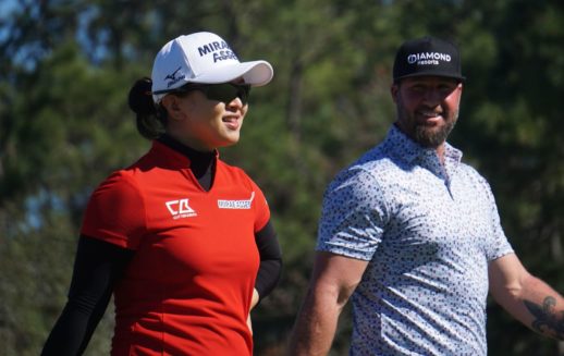 Sei Young Kim and former Los Angeles Dodger, Eric Gagne at the 2019 LPGA Tournament of Champions - photo Ben Harpring