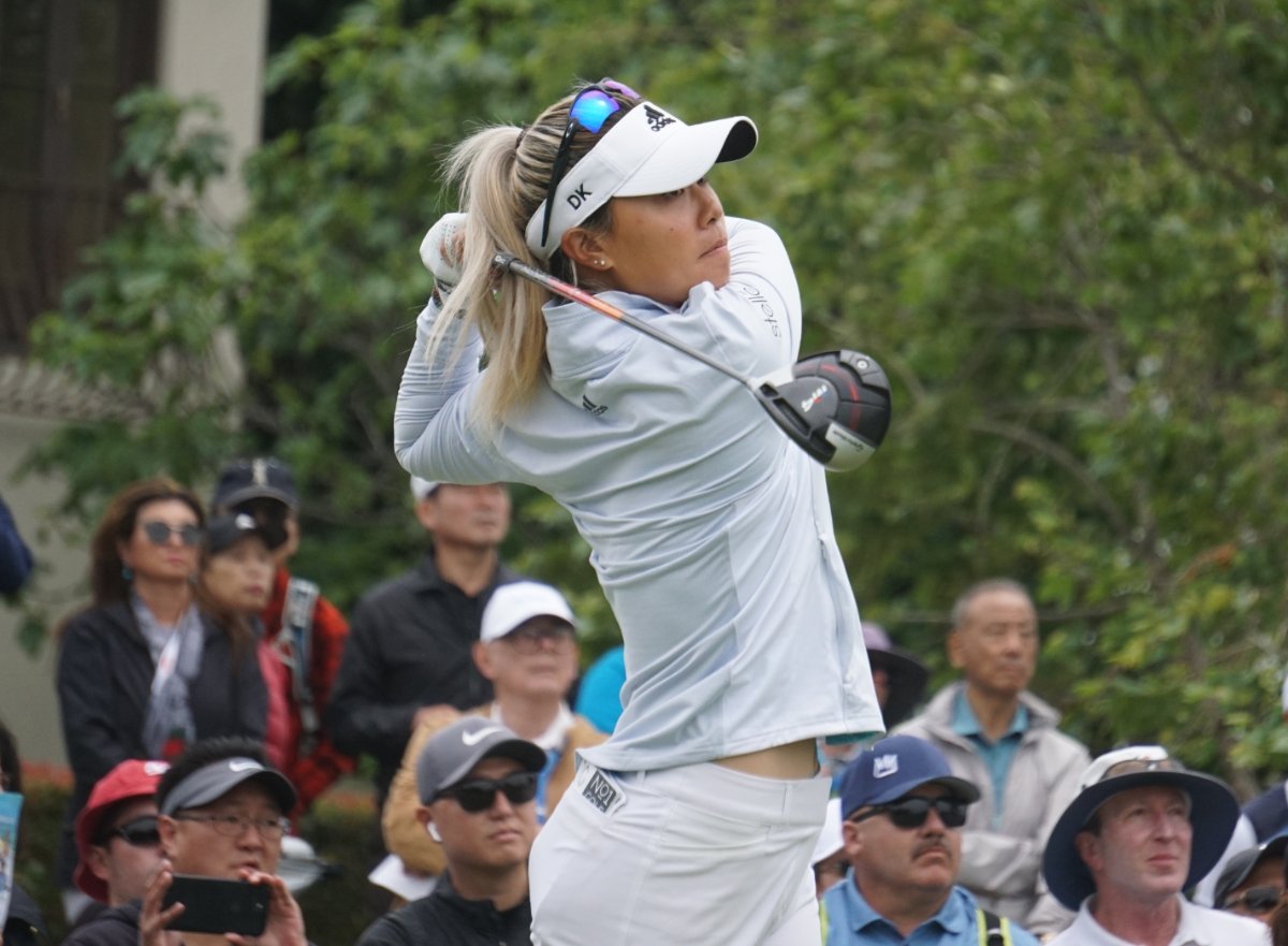 Danielle Kang tees off with driver at the 2019 LA Open | Photo by Ben Harpring
