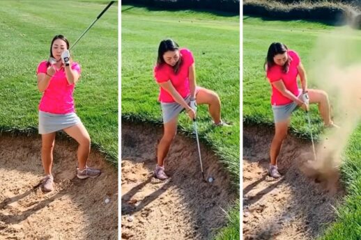 Hitting From Under The Lip Of A Bunker Cathy Kim Womens Golf