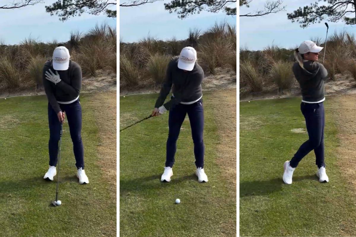 How to Hit Good Wedge Shots from a Downhill Lie - Sara Davis - Womens Golf